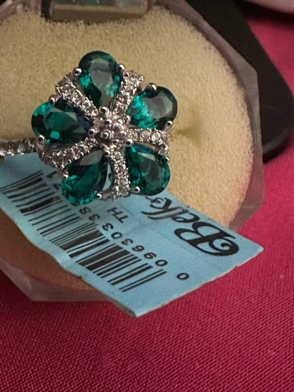 Belk Sterling Silver Ring Size 7 with Emeralds